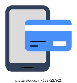     Card inside smartphone, icon of mobile card payment 