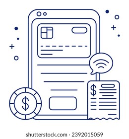     Card inside smartphone, icon of mobile card payment 

