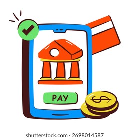Tarjeta dentro del smartphone, icono del pago con tarjeta móvil