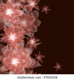 Card or invitation with abstract floral background. Greeting card in grunge or retro style.