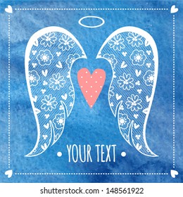 Card or invitation with angel wings