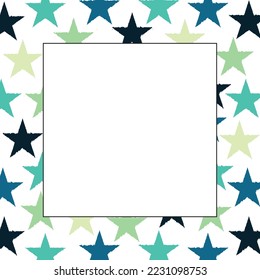Card, invitation, banner or post. Pattern with stars. Empty space for text or picture. Christmas time. Winter.