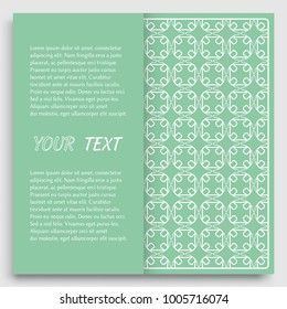 Card, Invitation, cover template design, line art background. Abstract geometric pattern with place for the text. Tribal ethnic ornament in arabic style. Christmas, New Year card decoration'