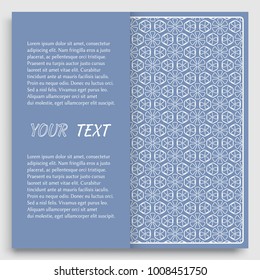 Card, Invitation, cover template design, line art background. Abstract geometric pattern with place for the text. Tribal ethnic ornament in arabic style. Christmas, New Year card decoration'
