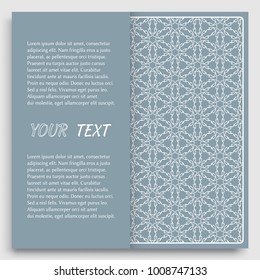 Card, Invitation, cover template design, line art background. Abstract geometric pattern with place for the text. Tribal ethnic ornament in arabic style. Christmas, New Year card decoration'