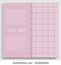 Card, Invitation, cover template design, line art background. Abstract geometric pattern with place for the text. Tribal ethnic ornament in arabic style. Christmas, New Year card decoration'
