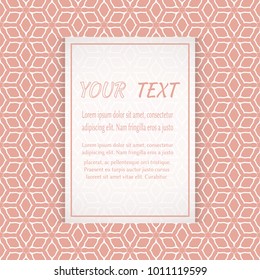Card, Invitation, cover template design, line art background. Abstract geometric pattern with place for the text. Tribal ethnic ornament in arabic style. Christmas, New Year card decoration