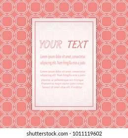 Card, Invitation, cover template design, line art background. Abstract geometric pattern with place for the text. Tribal ethnic ornament in arabic style. Christmas, New Year card decoration