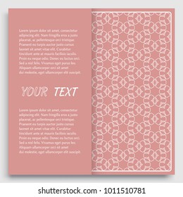 Card, Invitation, cover template design, line art background. Abstract geometric pattern with place for the text. Tribal ethnic ornament in arabic style. Christmas, New Year card decoration'