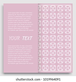 Card, Invitation, cover template design, line art background. Abstract geometric pattern with place for the text. Tribal ethnic ornament in arabic style. Christmas, New Year card decoration'