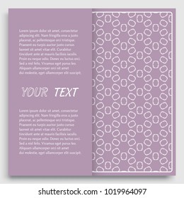 Card, Invitation, cover template design, line art background. Abstract geometric pattern with place for the text. Tribal ethnic ornament in arabic style. Christmas, New Year card decoration'