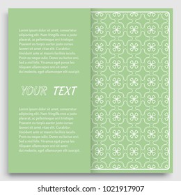 Card, Invitation, cover template design, line art background. Abstract geometric pattern with place for the text. Tribal ethnic ornament in arabic style. Christmas, New Year card decoration'