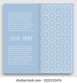 Card, Invitation, cover template design, line art background. Abstract geometric pattern with place for the text. Tribal ethnic ornament in arabic style. Christmas, New Year card decoration'