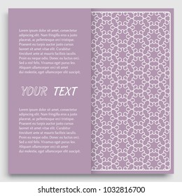 Card, Invitation, cover template design, line art background. Abstract geometric pattern with place for the text. Tribal ethnic ornament in arabic style. Christmas, New Year card decoration'