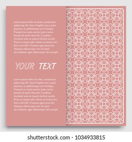Card, Invitation, cover template design, line art background. Abstract geometric pattern with place for the text. Tribal ethnic ornament in arabic style. Christmas, New Year card decoration'
