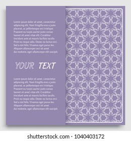 Card, Invitation, cover template design, line art background. Abstract geometric pattern with place for the text. Tribal ethnic ornament in arabic style. Christmas, New Year card decoration'