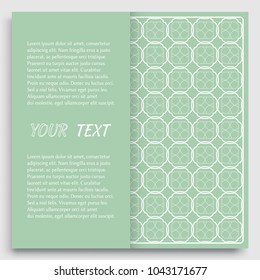 Card, Invitation, cover template design, line art background. Abstract geometric pattern with place for the text. Tribal ethnic ornament in arabic style. Christmas, New Year card decoration'
