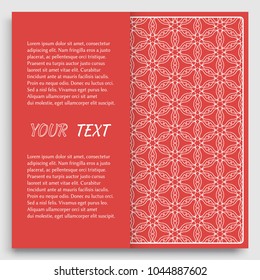 Card, Invitation, cover template design, line art background. Abstract geometric pattern with place for the text. Tribal ethnic ornament in arabic style. Christmas, New Year card decoration'