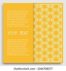 Card, Invitation, cover template design, line art background. Abstract geometric pattern with place for the text. Tribal ethnic ornament in arabic style. Christmas, New Year card decoration'