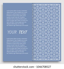 Card, Invitation, cover template design, line art background. Abstract geometric pattern with place for the text. Tribal ethnic ornament in arabic style. Christmas, New Year card decoration'