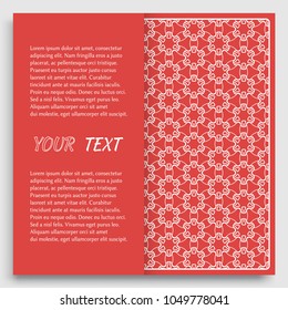Card, Invitation, cover template design, line art background. Abstract geometric pattern with place for the text. Tribal ethnic ornament in arabic style. Christmas, New Year card decoration'