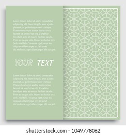 Card, Invitation, cover template design, line art background. Abstract geometric pattern with place for the text. Tribal ethnic ornament in arabic style. Christmas, New Year card decoration'