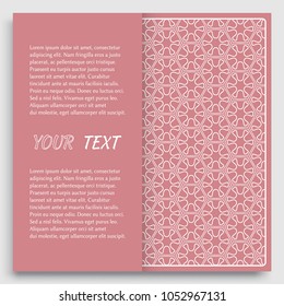Card, Invitation, cover template design, line art background. Abstract geometric pattern with place for the text. Tribal ethnic ornament in arabic style. Christmas, New Year card decoration'