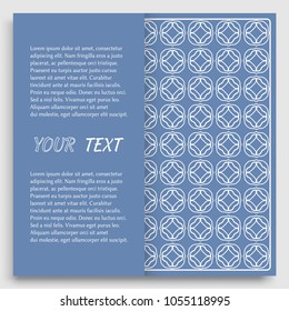 Card, Invitation, cover template design, line art background. Abstract geometric pattern with place for the text. Tribal ethnic ornament in arabic style. Christmas, New Year card decoration'