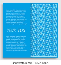 Card, Invitation, cover template design, line art background. Abstract geometric pattern with place for the text. Tribal ethnic ornament in arabic style. Christmas, New Year card decoration'