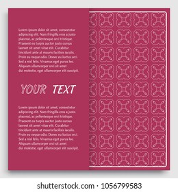 Card, Invitation, cover template design, line art background. Abstract geometric pattern with place for the text. Tribal ethnic ornament in arabic style. Christmas, New Year card decoration'