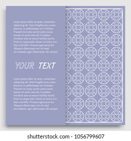 Card, Invitation, cover template design, line art background. Abstract geometric pattern with place for the text. Tribal ethnic ornament in arabic style. Christmas, New Year card decoration'