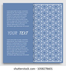 Card, Invitation, cover template design, line art background. Abstract geometric pattern with place for the text. Tribal ethnic ornament in arabic style. Christmas, New Year card decoration'