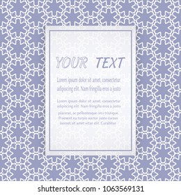 Card, Invitation, cover template design, line art background. Abstract geometric pattern with place for the text. Tribal ethnic ornament in arabic style. Christmas, New Year card decoration