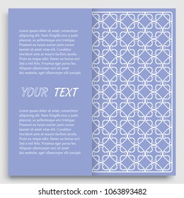 Card, Invitation, cover template design, line art background. Abstract geometric pattern with place for the text. Tribal ethnic ornament in arabic style. Christmas, New Year card decoration'