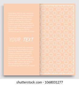 Card, Invitation, cover template design, line art background. Abstract geometric pattern with place for the text. Tribal ethnic ornament in arabic style. Christmas, New Year card decoration'