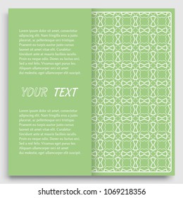 Card, Invitation, cover template design, line art background. Abstract geometric pattern with place for the text. Tribal ethnic ornament in arabic style. Christmas, New Year card decoration'