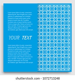 Card, Invitation, cover template design, line art background. Abstract geometric pattern with place for the text. Tribal ethnic ornament in arabic style. Christmas, New Year card decoration'