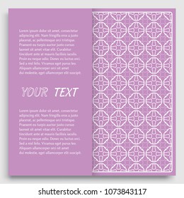 Card, Invitation, cover template design, line art background. Abstract geometric pattern with place for the text. Tribal ethnic ornament in arabic style. Christmas, New Year card decoration'