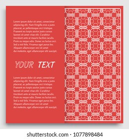 Card, Invitation, cover template design, line art background. Abstract geometric pattern with place for the text. Tribal ethnic ornament in arabic style. Christmas, New Year card decoration'