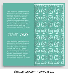 Card, Invitation, cover template design, line art background. Abstract geometric pattern with place for the text. Tribal ethnic ornament in arabic style. Christmas, New Year card decoration'