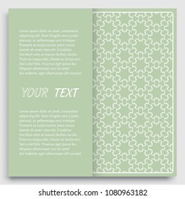 Card, Invitation, cover template design, line art background. Abstract geometric pattern with place for the text. Tribal ethnic ornament in arabic style. Christmas, New Year card decoration'