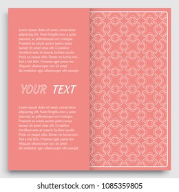 Card, Invitation, cover template design, line art background. Abstract geometric pattern with place for the text. Tribal ethnic ornament in arabic style. Christmas, New Year card decoration'
