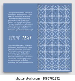 Card, Invitation, cover template design, line art background. Abstract geometric pattern with place for the text. Tribal ethnic ornament in arabic style. Christmas, New Year card decoration