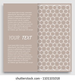 Card, Invitation, cover template design, line art background. Abstract geometric pattern with place for the text. Tribal ethnic ornament in arabic style. Christmas, New Year card decoration'