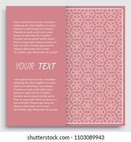 Card, Invitation, cover template design, line art background. Abstract geometric pattern with place for the text. Tribal ethnic ornament in arabic style. Christmas, New Year card decoration'