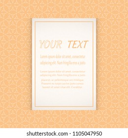 Card, Invitation, cover template design, line art background. Abstract geometric pattern with place for the text. Tribal ethnic ornament in arabic style. Christmas, New Year card decoration