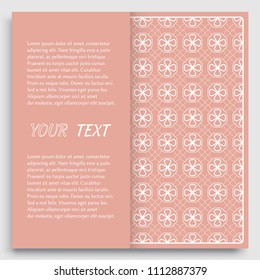 Card, Invitation, cover template design, line art background. Abstract geometric pattern with place for the text. Tribal ethnic ornament in arabic style. Christmas, New Year card decoration'