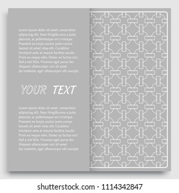 Card, Invitation, cover template design, line art background. Abstract geometric pattern with place for the text. Tribal ethnic ornament in arabic style. Christmas, New Year card decoration'