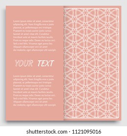 Card, Invitation, cover template design, line art background. Abstract geometric pattern with place for the text. Tribal ethnic ornament in arabic style. Christmas, New Year card decoration'