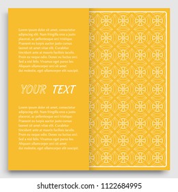 Card, Invitation, cover template design, line art background. Abstract geometric pattern with place for the text. Tribal ethnic ornament in arabic style. Christmas, New Year card decoration'